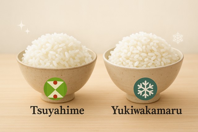Tsuyahime and Yukiwakamaru rice